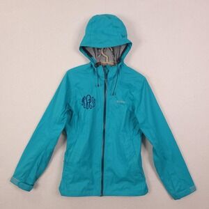 Columbia Jacket Womens S Blue Hooded Windbreaker Full Zip Lightweight Waterproof
